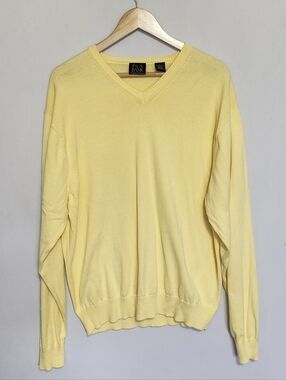 Jos. A Banks Vintage Butter Yellow V-Neck Sweater Size L